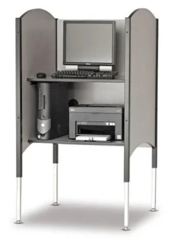 Smith Carrel Kiosk with Printer Shelf and CPU Holder^ Study Carrels