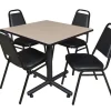 Regency Office Products Kobe Base Cafe Table and Four Vinyl Stacker Chairs by Regency^ Cafe Table & Chair Sets|Cafe Tables