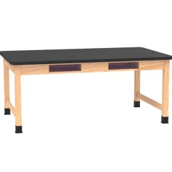 Diversified Spaces Laminate Top Hardwood Science Table with Book Compartments (42'' D X 60'' W)^ Science|Science Tables