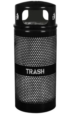 Ex-Cell Kaiser Landscape Series Perforated Trash Receptacle with Dome Top^ Trash & Recycling Bins
