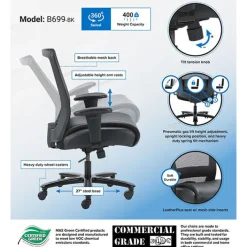 Boss LeatherPlus Heavy Duty Mesh Task Chair^ Oversized & Bariatric
