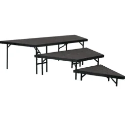 National Public Seating 3 Level Portable Carpeted Stage Pie Set by NPS^ Stage Sets