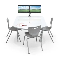 Mooreco MediaSpace Small Multimedia Table with Dry Erase Top^ Dry Erase|Multimedia