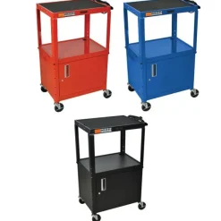 Luxor Metal Utility Cart w/ Cabinet & Electrical Assembly^ Utility Carts|Storage Carts