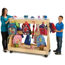 Jonti-Craft Mobile Backpack Cart with Cubbie Trays^ Coat Racks