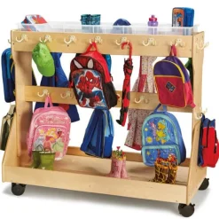 Jonti-Craft Mobile Backpack Cart with Cubbie Trays^ Coat Racks