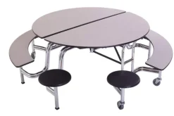 AmTab Mobile Cafeteria Round Stool & Bench Table^ Cafeteria|Cafeteria Tables