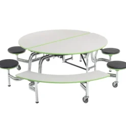 AmTab Mobile Cafeteria Round Stool & Bench Table^ Cafeteria|Cafeteria Tables