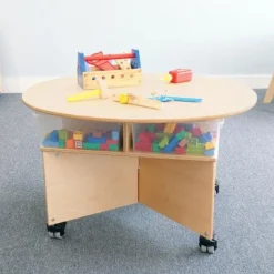 Whitney Brothers Mobile Collaboration Table^ Tote & Bin Storage