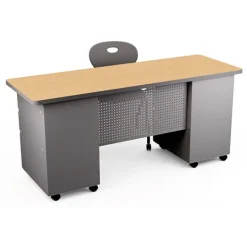 Allied Mobile Double Pedestal Teacher & Administrator Desk (24'' W x 67'' D)^ Teacher Desks|Instructor Desks