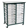 Luxor Mobile Double Row Clear Bin Storage Units^ Tote & Bin Storage|Utility Carts