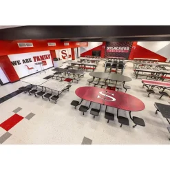 AmTab Mobile Elliptical Cafeteria Tables with Stools^ Cafeteria|Cafeteria Tables