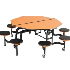 AmTab Mobile Octagonal Cafeteria Tables with Stools^ Cafeteria|Cafeteria Tables