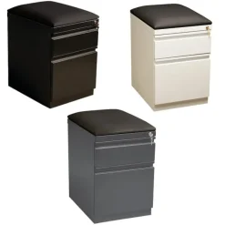 Hirsh Industries Mobile Pedestal File Drawers with Seat Cushion^ File Cabinets