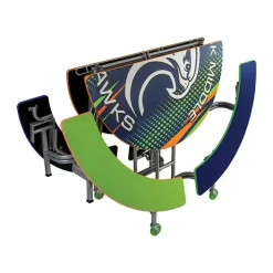 AmTab Mobile Round Cafeteria Tables with Benches^ Cafeteria|Cafeteria Tables