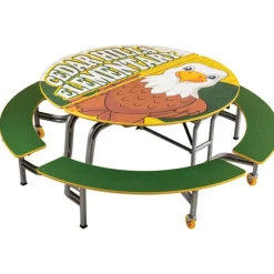 AmTab Mobile Round Cafeteria Tables with Benches^ Cafeteria|Cafeteria Tables