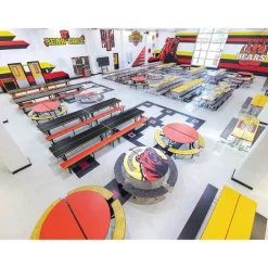 AmTab Mobile Round Cafeteria Tables with Benches^ Cafeteria|Cafeteria Tables