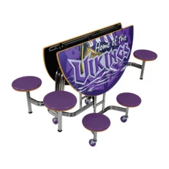 AmTab Mobile Round Cafeteria Tables with Stools^ Cafeteria|Cafeteria Tables