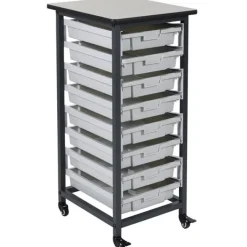 Luxor Mobile Single Row Bin Storage Unit^ Tote & Bin Storage|Mailroom & Sorters