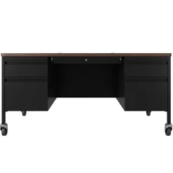 Hirsh Industries Mobile Teacher Desk w/ Double Pedestal - 60” W x 30” D^ Teacher Desks|Instructor Desks