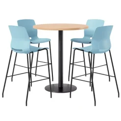 KFI Seating Mode Bar Height Cafe Table with Lola Barstools^ Cafe Table & Chair Sets|Breakroom & Café