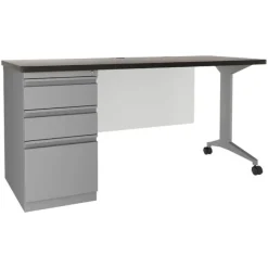 Hirsh Industries Modern Teacher T-Leg Desk w/ Single Pedestal - 60” W x 24” D^ Teacher Desks|Instructor Desks