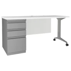 Hirsh Industries Modern Teacher T-Leg Desk w/ Single Pedestal - 60” W x 24” D^ Teacher Desks|Instructor Desks