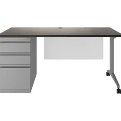 Hirsh Industries Modern Teacher T-Leg Desk w/ Single Pedestal - 60” W x 24” D^ Teacher Desks|Instructor Desks