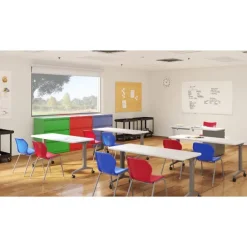 Hirsh Industries Modern Teacher T-Leg Table Desk w/ Casters - 60” W x 24” D^ Teacher Desks|Instructor Desks