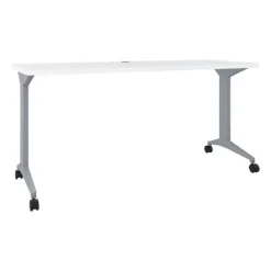 Hirsh Industries Modern Teacher T-Leg Table Desk w/ Casters - 60” W x 24” D^ Teacher Desks|Instructor Desks