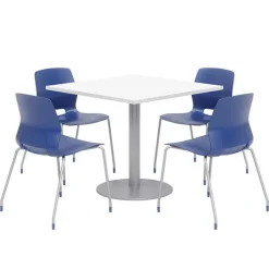 KFI Seating Mode Square Cafe Table with Four Lola Stack Chairs^ Restaurant & Cafe|Cafe Table & Chair Sets