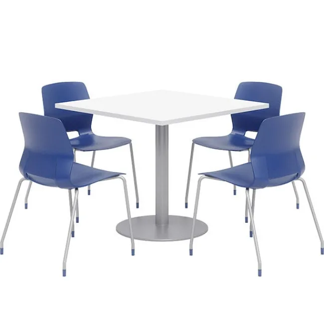 KFI Seating Mode Square Cafe Table with Four Lola Stack Chairs^ Restaurant & Cafe|Cafe Table & Chair Sets