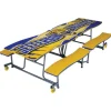 AmTab Ocean Wave Top Mobile Bench Cafeteria Tables^ Cafeteria|Cafeteria Tables