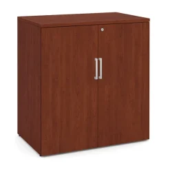 OfficeSource OS Laminate Bow Front Executive Desk w/ Deluxe Full Pedestal & Wall Storage Unit^ Office Suites