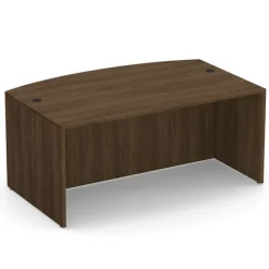 OfficeSource OS Laminate Bow Front Executive Desk w/ Deluxe Full Pedestal & Wall Storage Unit^ Office Suites