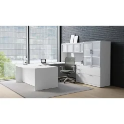 OfficeSource OS Laminate Bow Front U-Shape Desk Suite w/ Deluxe Full Pedestal & 2 Drawer Lateral File^ Office Suites
