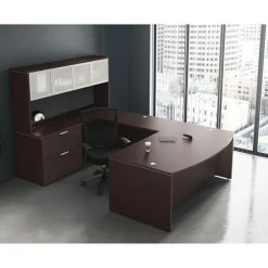 OfficeSource OS Laminate Bow Front U-Shape Desk Suite w/ 2 Drawer Lateral File^ Office Suites