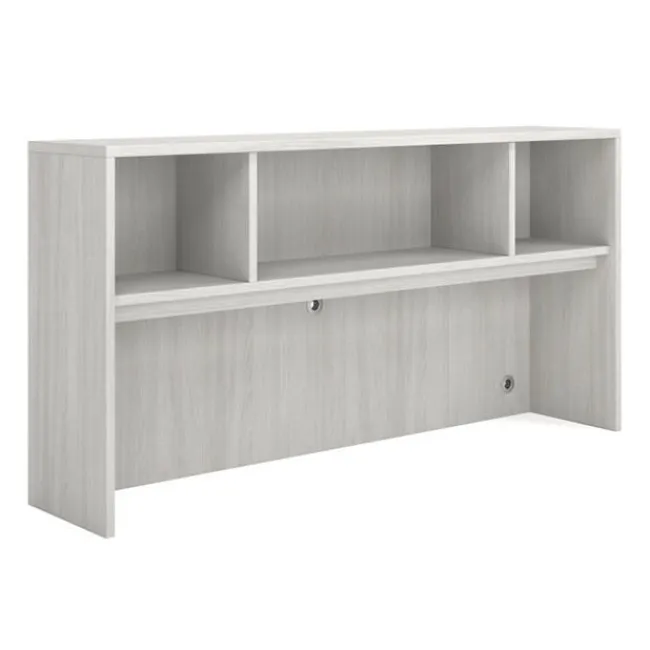 OfficeSource OS Laminate L-Shaped Desk Suite w/ Hutch & 2 Glass Doors^ Office Suites