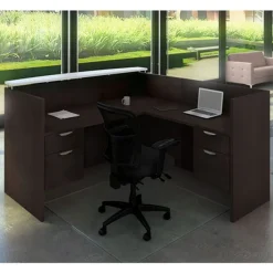 OfficeSource OS Laminate L-Shaped Reception Desk w/ Transaction Shelf^ Reception Desks