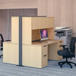 OfficeSource OS Laminate Pair of Two Desks with Hutch Storage^ Office Suites