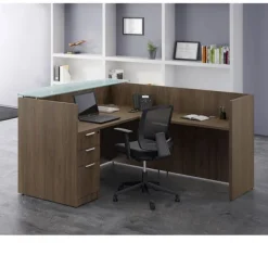 OfficeSource OS Laminate Reception Desk with Glass Counter^ Reception Desks