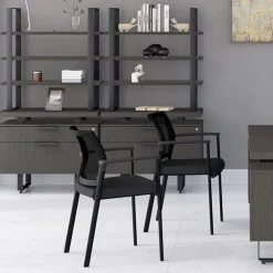 OfficeSource Oslo Mesh Back Stacking Guest Chair^ Reception & Waiting Room|Padded Stack Chairs