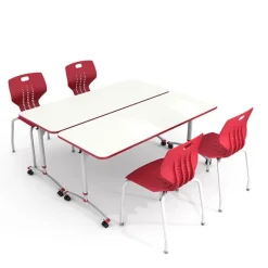 Paragon Package Set - 2 A&D Crossfit Flip-Top Adjustable Height Tables w/ 4 Emoji Chairs^ Dry Erase|Conference Table & Chair Packages