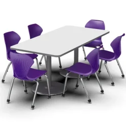 Marco Group Package Set- Dual Base Rectangle Dry Erase Table w/ 6 Apex Stack Chairs^ Dry Erase|Activity Tables & Chairs