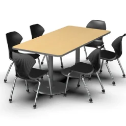 Marco Group Package Set- Dual Base Rectangle Table w/ 6 Apex Stack Chairs^ Activity Table & Chair Packages|Cafe Table & Chair Sets