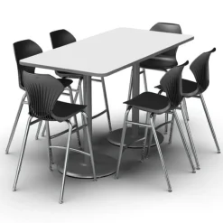 Marco Group Package Set- Dual Base Rectangle Dry Erase Bar Height Table w/ 6 Apex Stools^ Dry Erase|Activity Tables & Chairs