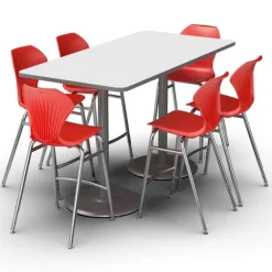 Marco Group Package Set- Dual Base Rectangle Dry Erase Bar Height Table w/ 6 Apex Stools^ Dry Erase|Activity Tables & Chairs