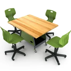 Paragon Package Set - Maker Invent 29"H Butcher Block Table & 4 Emoji Task Chairs^ Makerspace & Shop|Makerspace Stem Packages