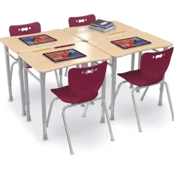 Mooreco 4-Pack Astute Flex Rectangle Desks & Hierarchy Chairs Package^ Collaborative Desks|Desk & Chair Packages