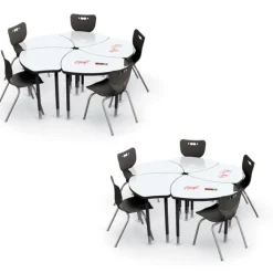 Mooreco 10-Pack Dry Erase Hierarchy Shapes Desk & Hierarchy Chair Package^ Desk & Chair Packages|Dry Erase Desks